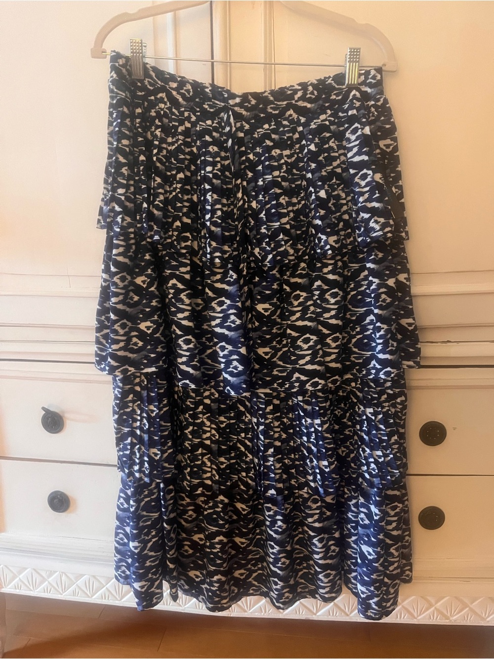 Alice Blue Navy and White Pleated Midi Skirt